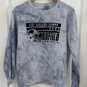 Comfort Colors Buffalo Football tie dye blue/Gray Crewneck Sweatshirt size small
